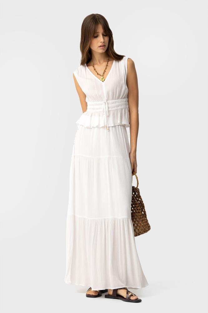 Falda larga bambula Tiffosi Camponesa blanca