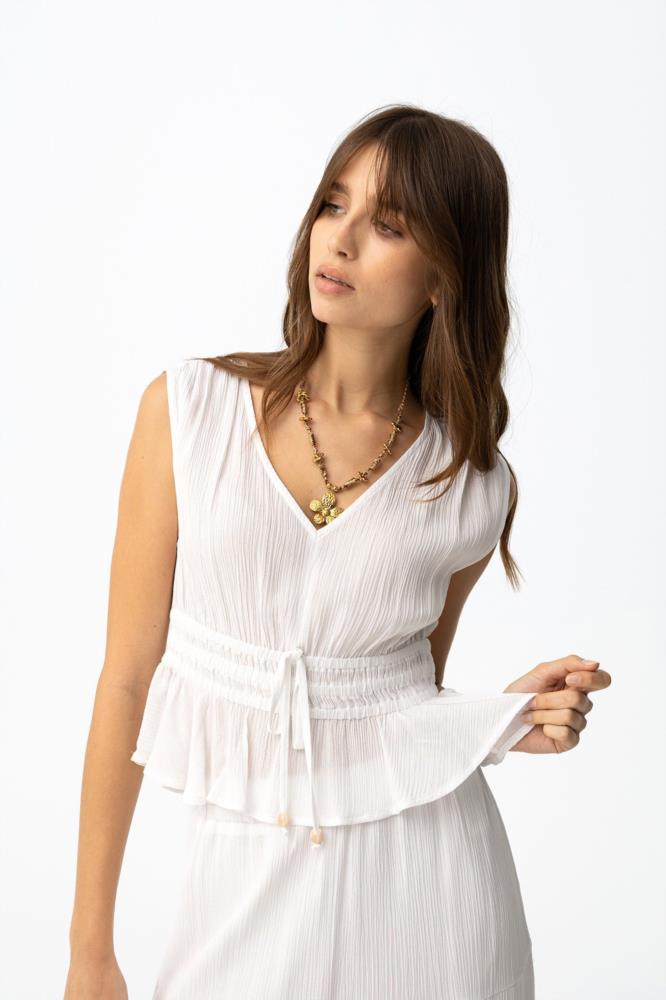 Blusa bambula pico Tiffosi Camponesa blanca