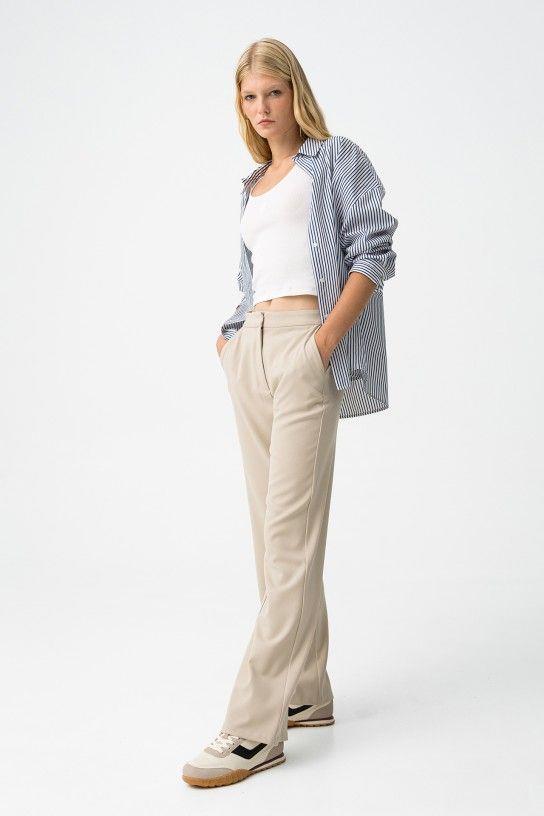 Pantalón cintura goma Tiffosi Vista beige lateral