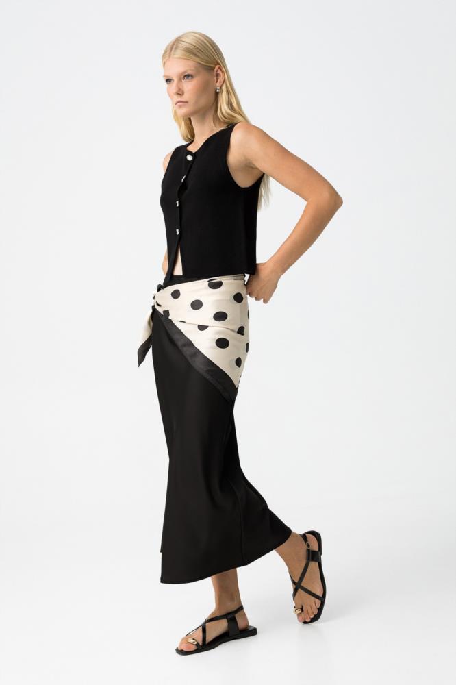 Falda midi evasé Tiffosi  Kansas Negra lateral
