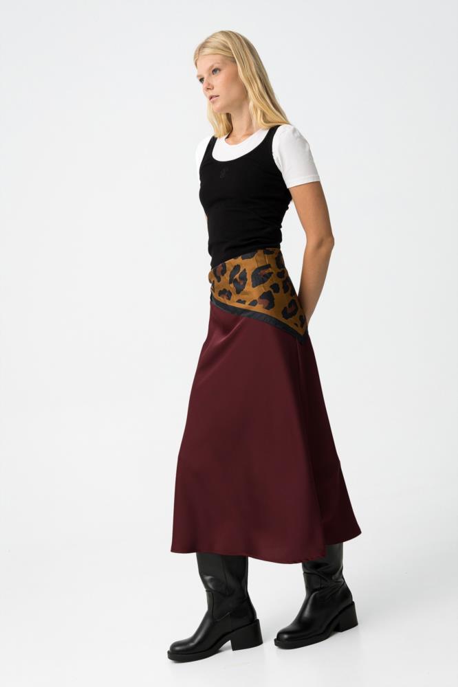 Falda midi evasé Tiffosi  Kansas granate lateral