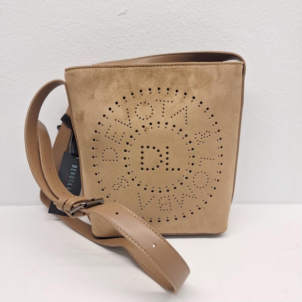 Bolso cubo antelina con perforado D&L