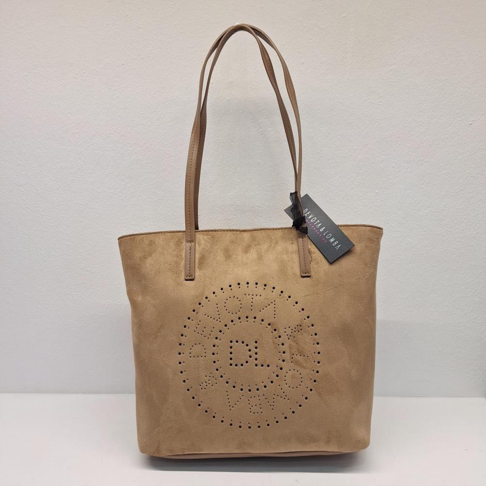 Bolso shopping antelina con perforado D&L