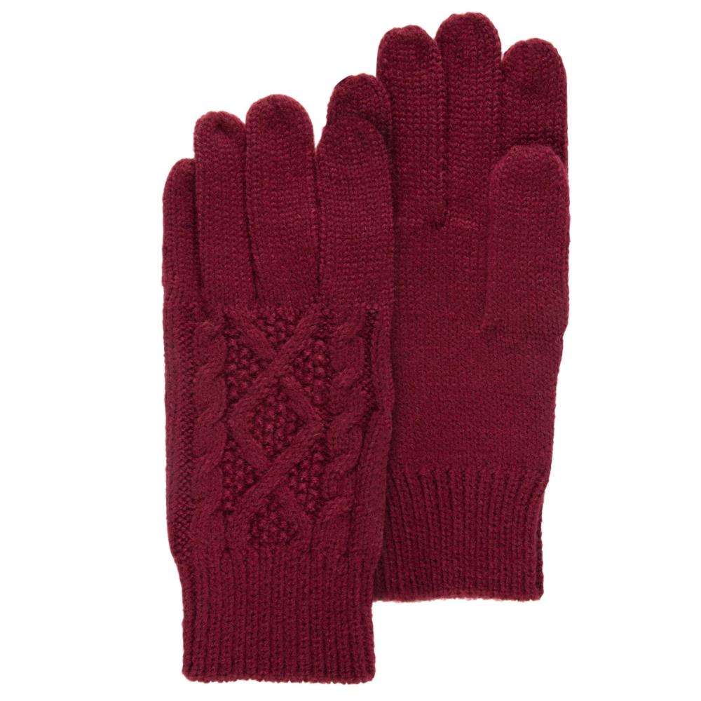 Guantes punto trenzado Isotoner berenjena