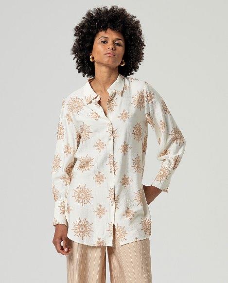 Camisa larga rosetones Surkana SONY123 beige