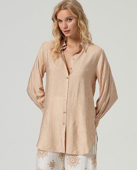 Camisa larga rosetones Surkana SONY123 beige