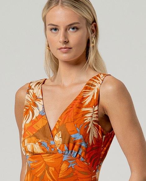 Vestido sin mangas cruzado Surkana MILE716 naranja detalle