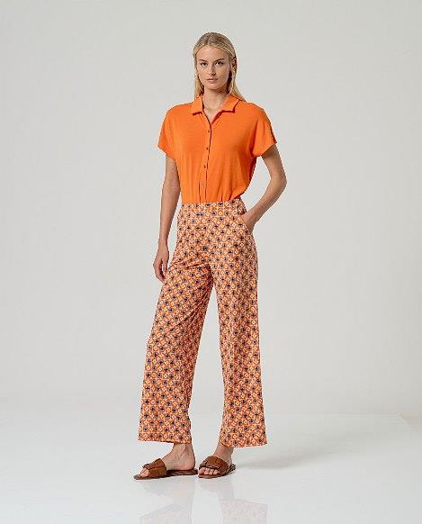 Pantalón recto estampado Surkana MINT518 naranja