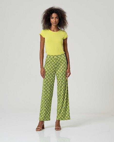 Pantalón recto estampado Surkana MINT518 pistacho