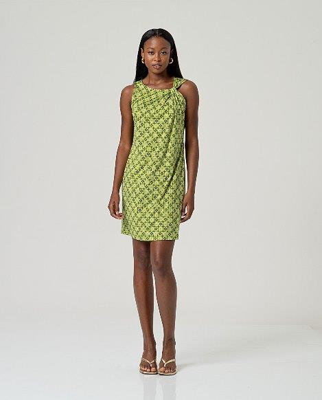 Vestido drapeado estampado Surkana MINT711 pistacho