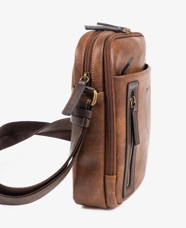 Bolso bandolera hombre cremallera vertical Matties 40183 verota lateral