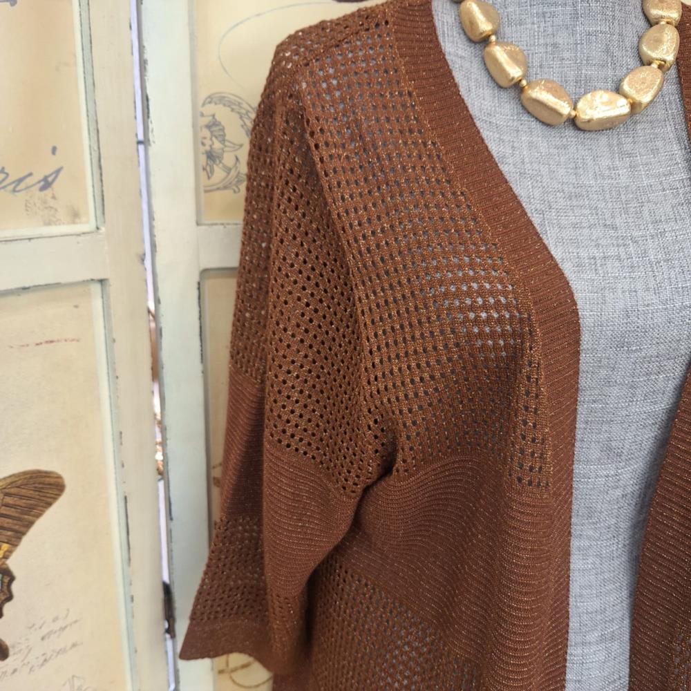 Chaqueta larga calada Lemaille 8240ks26 marrón detalle