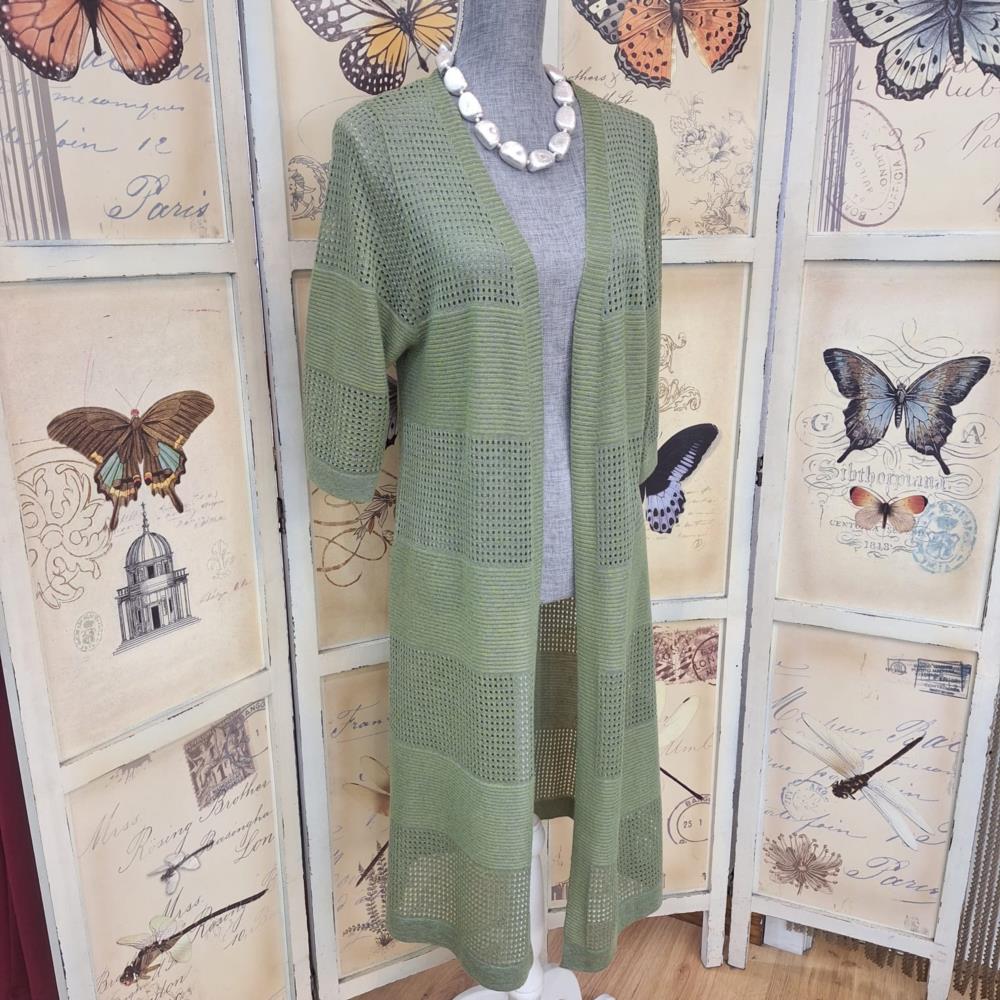 Chaqueta larga calada Lemaille verde 8240 