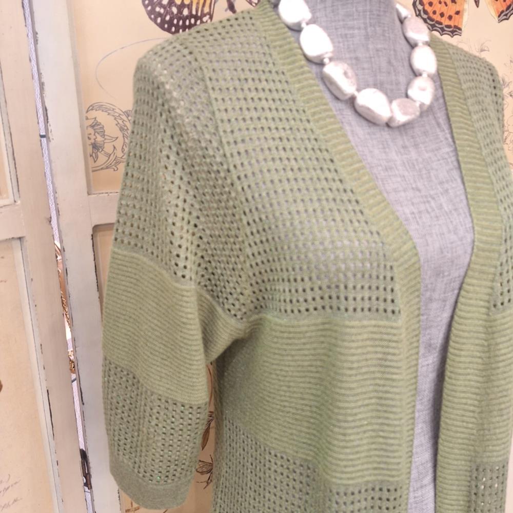 Chaqueta larga calada Lemaille verde 8240  detalle