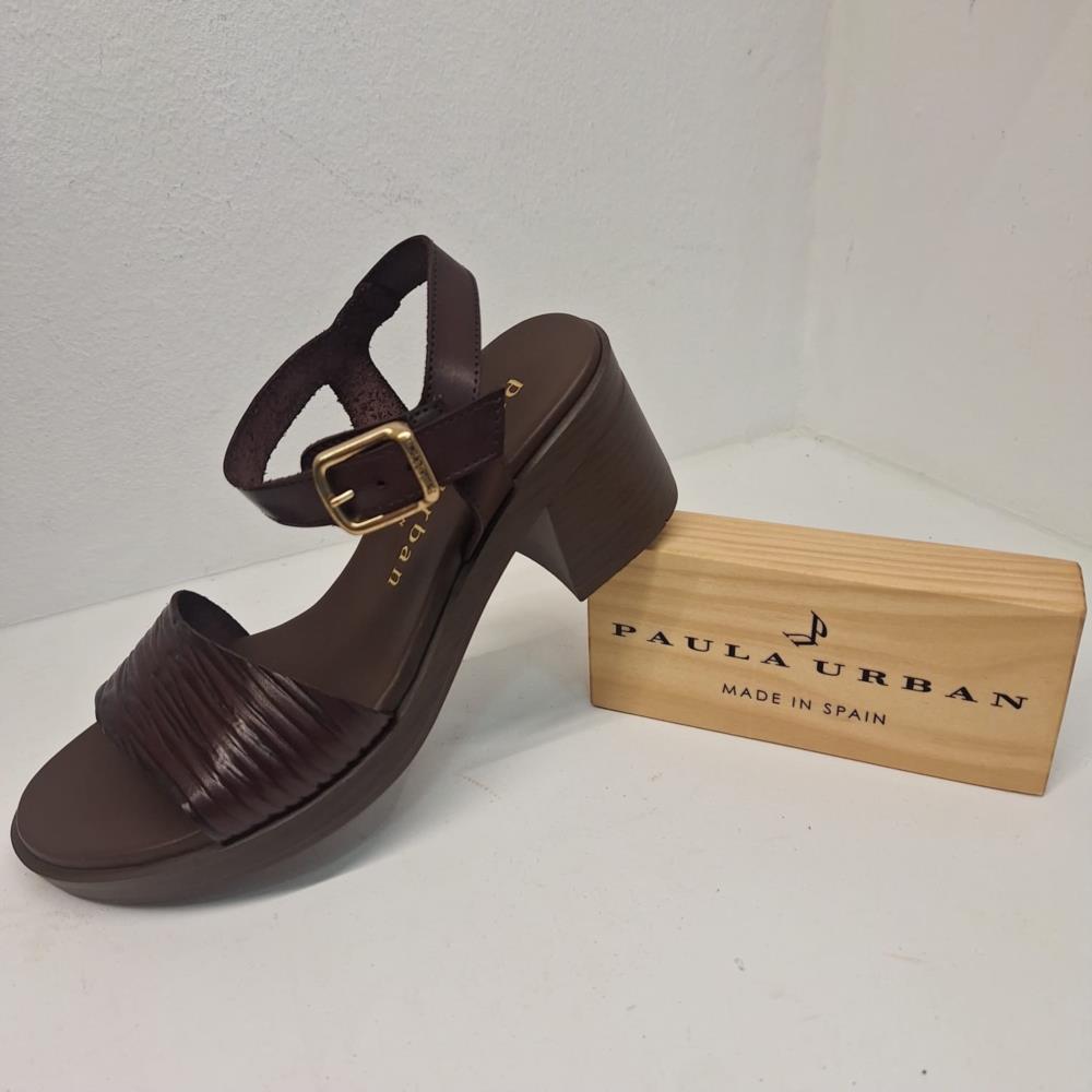 Sandalia tacón corteza Paula Urban 34-2067 marrón