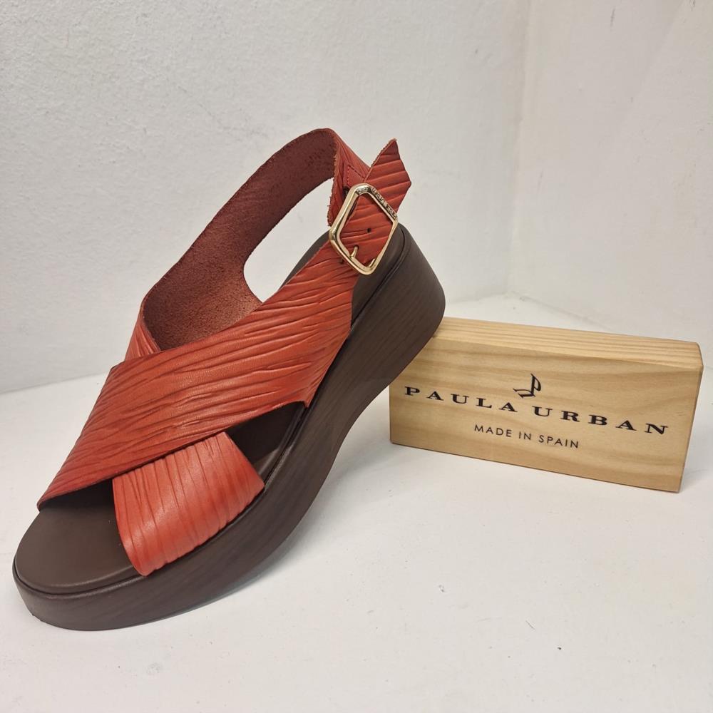Sandalia cuña corteza Paula Urban 34-2070 rojo