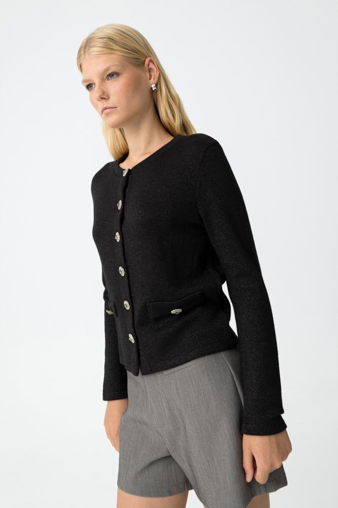 Chaqueta chanelera lurex botones joya Tiffosi Moby lateral