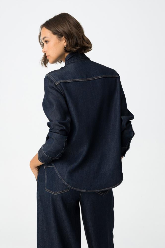 Camisa vaquera con lazada Tiffosi Simone trasera