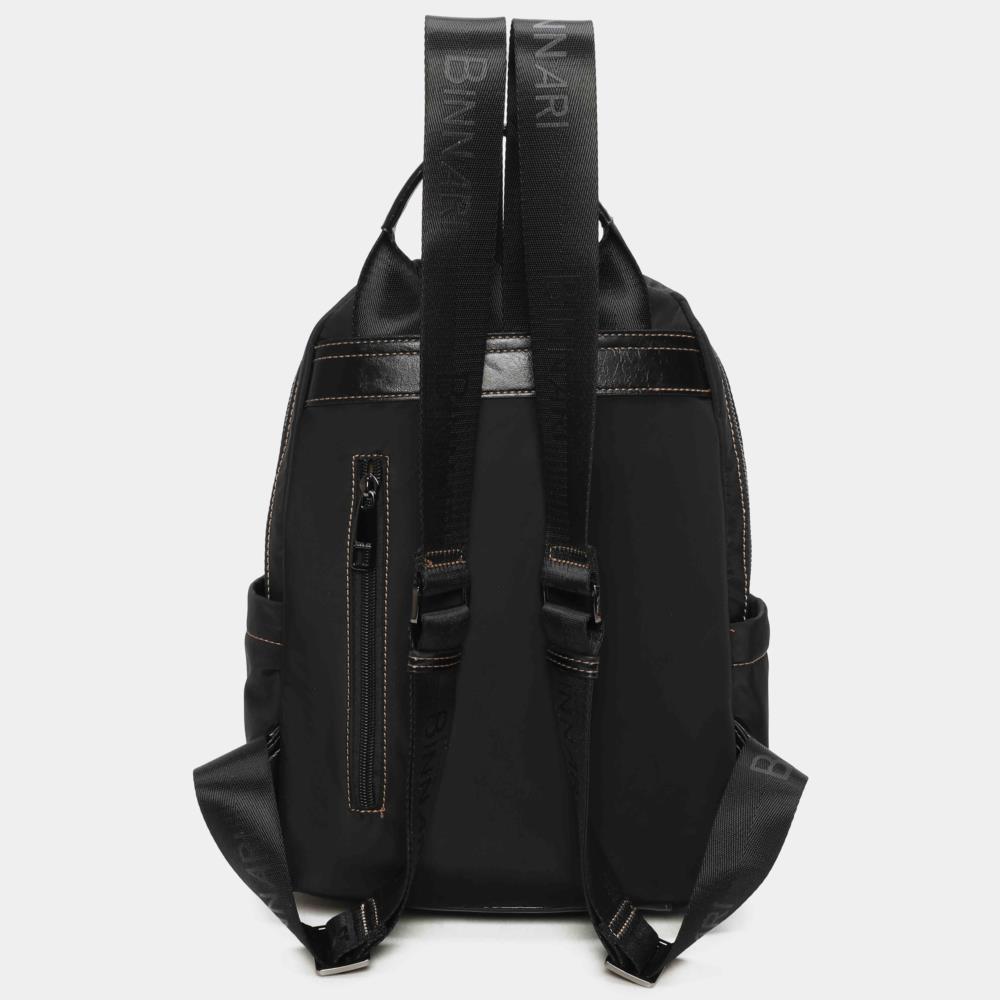 Bolso mochila Nylon pespuntes Binnari Alina 20692 negro trasera