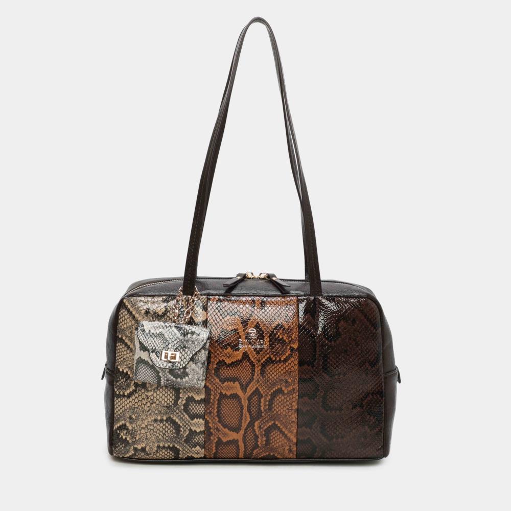 Bolso paquetero serpiente tricolor Binnari Levy 20840 marron