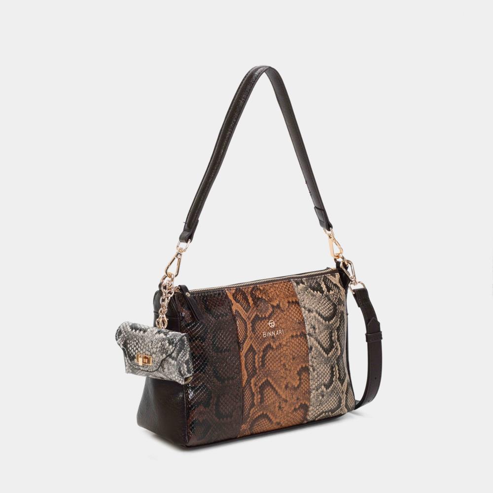 Bolso bandolera serpiente tricolor Binnari Levy 20842 lateral