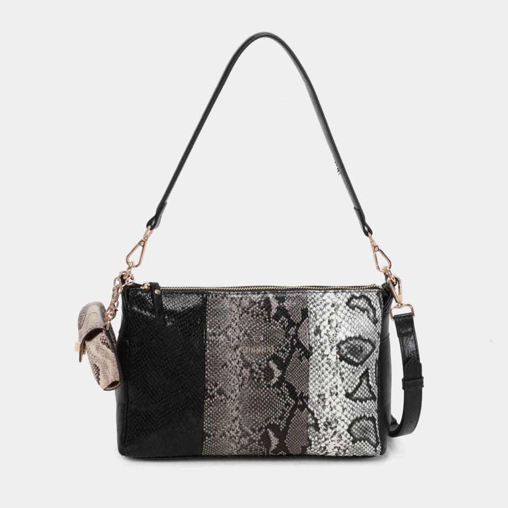 Bolso bandolera serpiente tricolor Binnari Levy 20842 negro