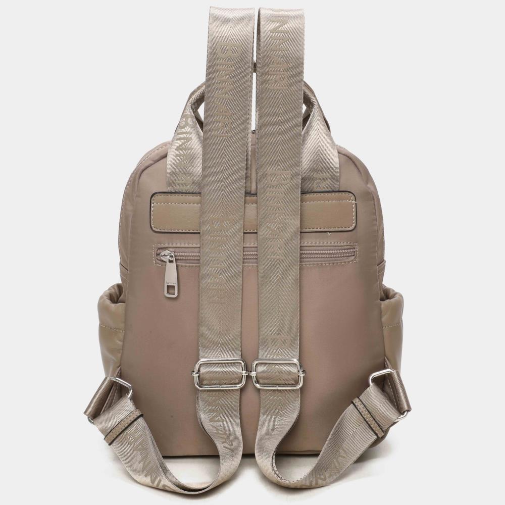 Bolso mochila nylon con polipiel Binnari Elodie 20721 taupe trasera
