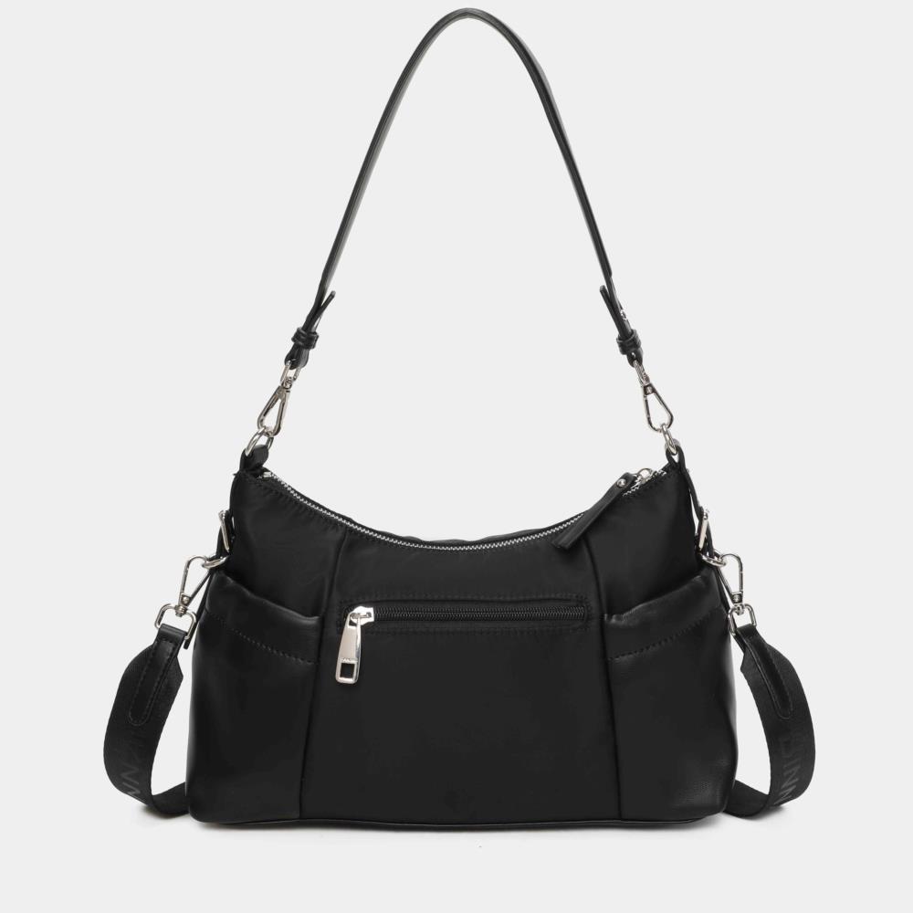 Bolso agondolado nylon con polipiel Binnari Elodie 20722 negro trasera