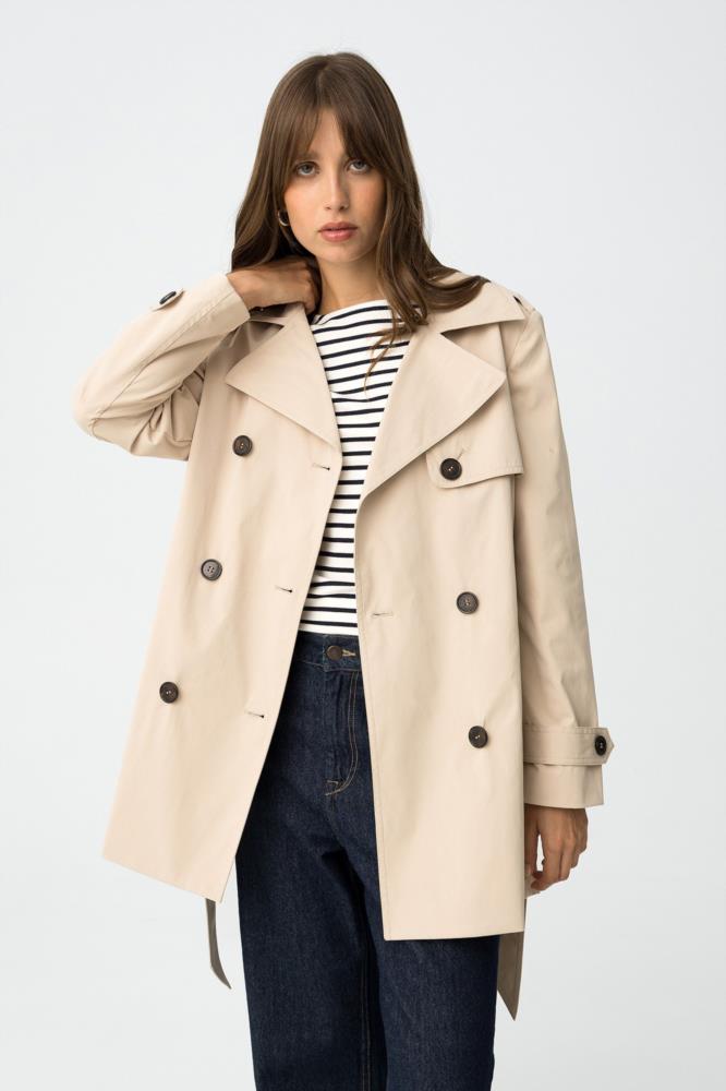 Trench clásica Tiffosi Ganzi_1 beige abierta