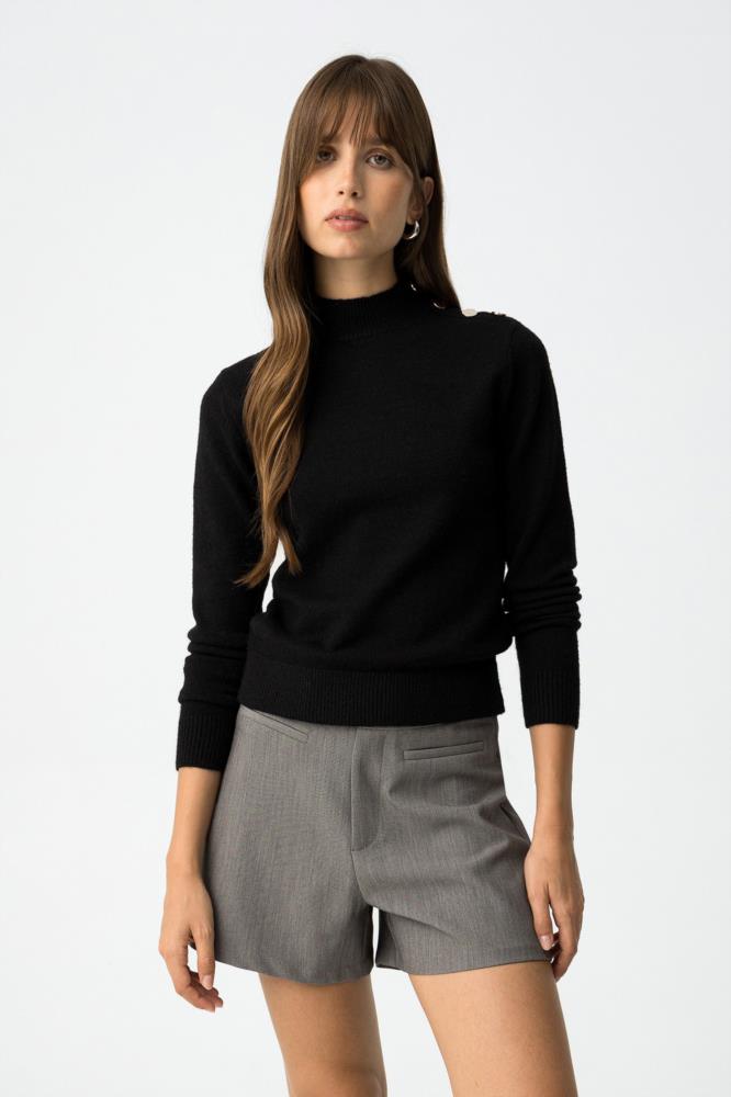 Jersey cuello perkins con botones dorados Tiffosi Bauhaus negro