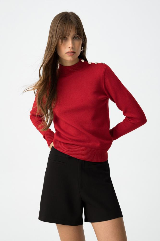 Jersey cuello perkins con botones dorados Tiffosi Bauhaus rojo