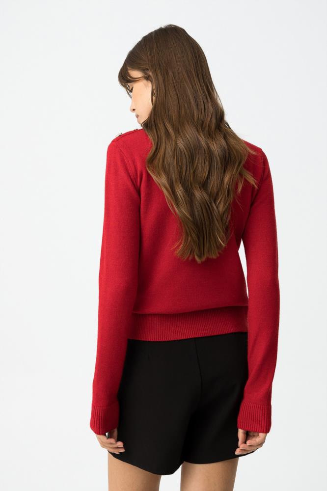 Jersey cuello perkins con botones dorados Tiffosi Bauhaus rojo trasera