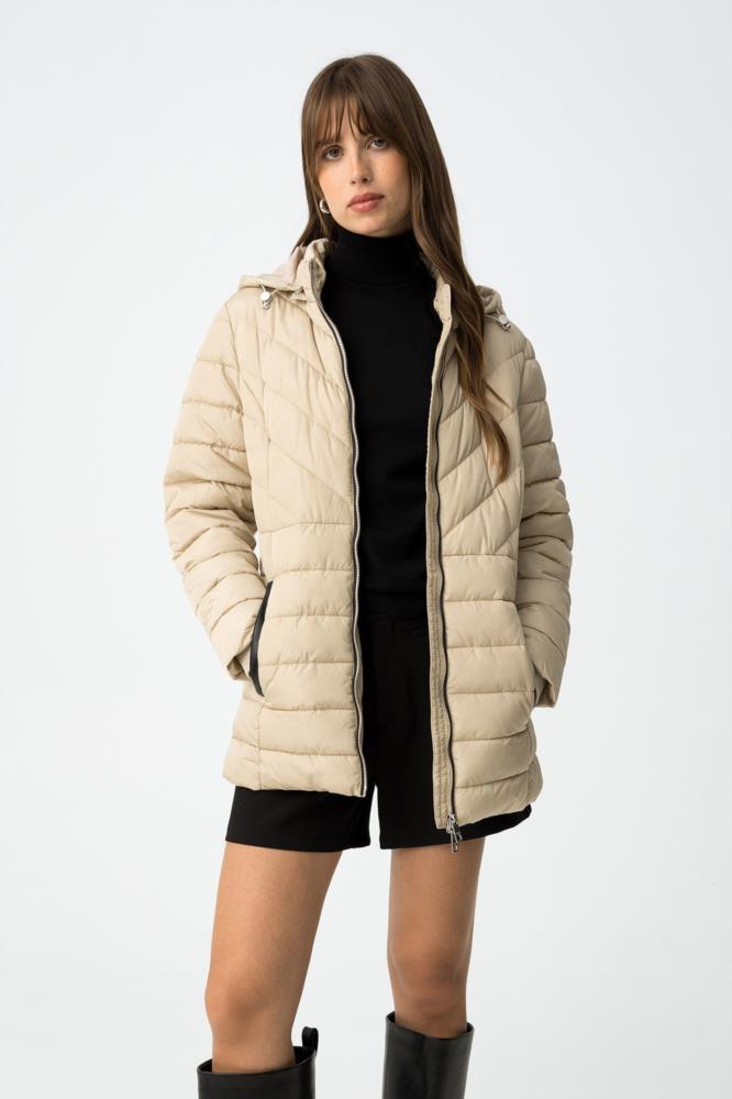 Anorak capucha doble acolchado detalles poli Tiffosi Pennye beige