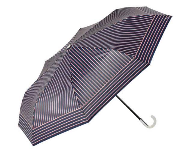 Paraguas plegable con puño curvo rayas Ezpeleta 10432 abierto