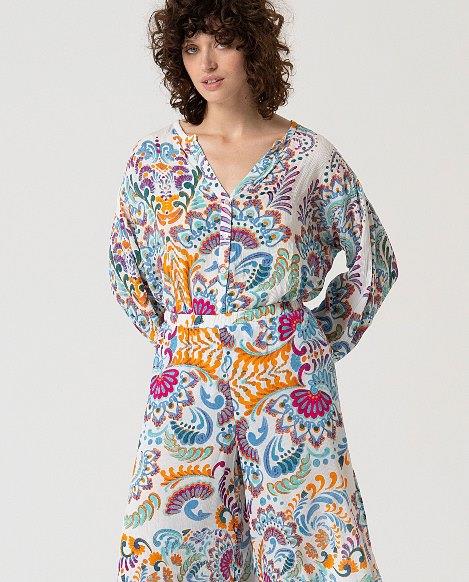 	 Pantalón palazzo maxi abertura estampado Surkana Supi cerca