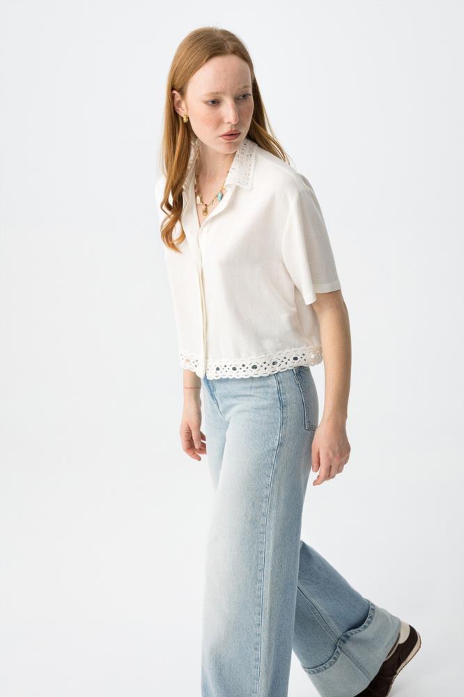 Bolero manga corta con crochet Tiffosi Lilith_c lateral