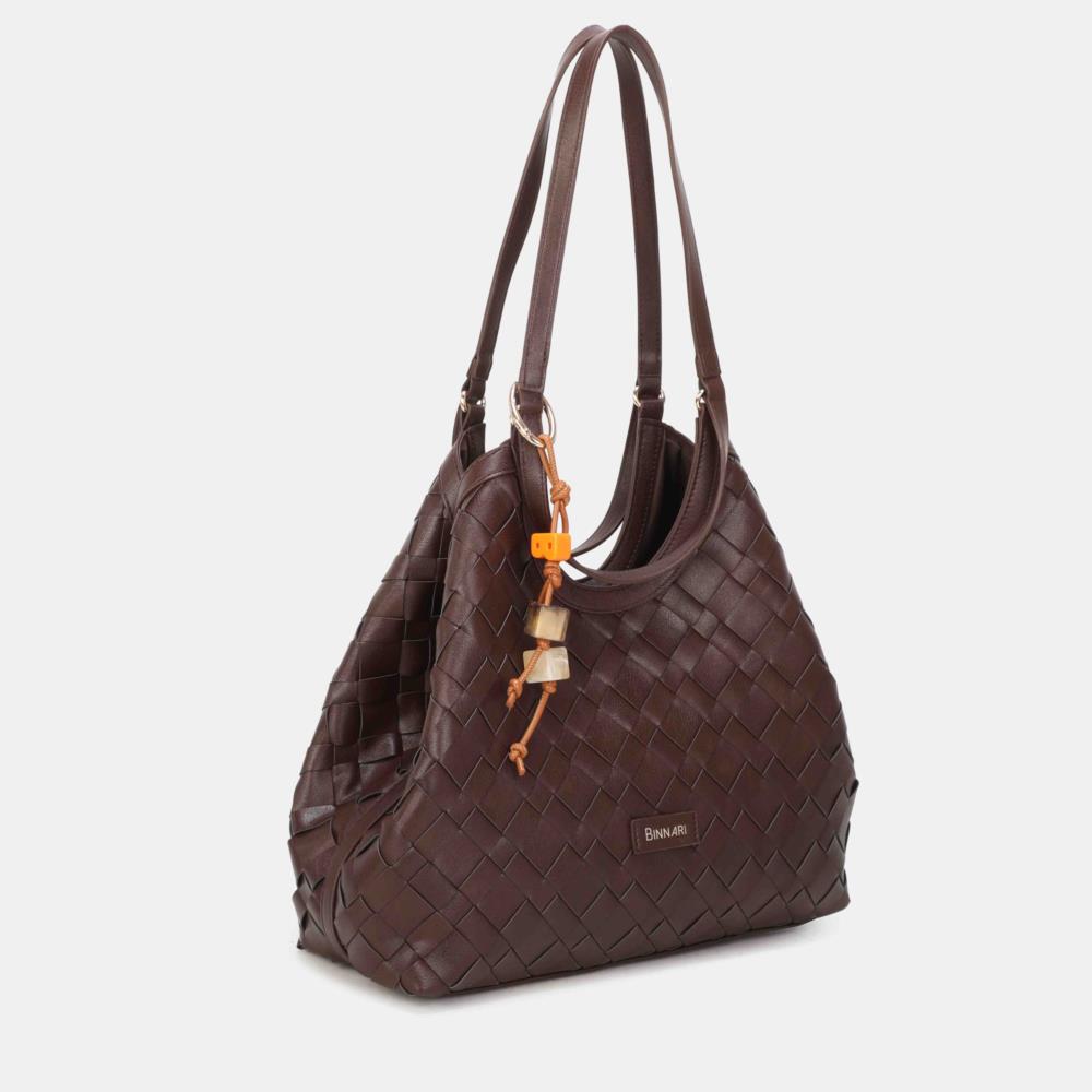 Bolso trenzado dos posiciones Binnari 20920 Alba marrón