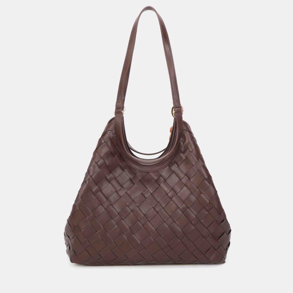 Bolso trenzado dos posiciones Binnari 20920 Alba marrón trasera