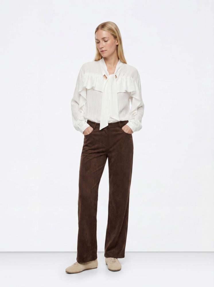 Pantalón antelina bolsillo Tiffosi Isadora marrón