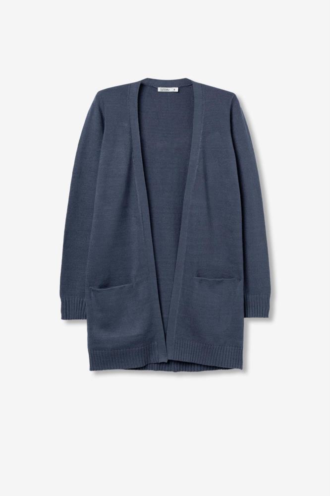 Cardigan larga bolsillos ocultos Tiffosi Olida azul