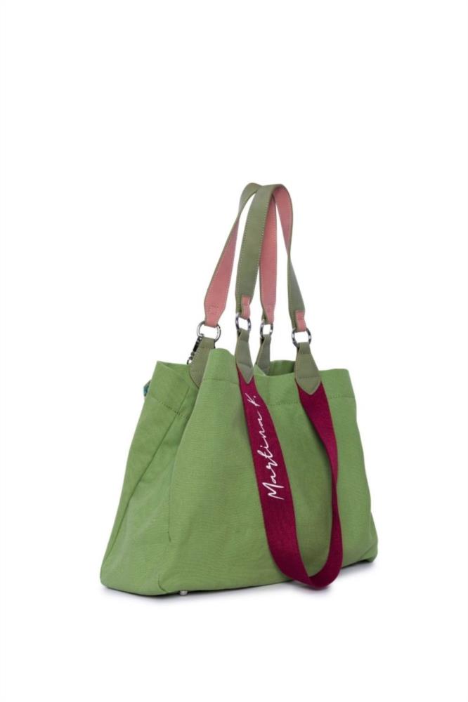 Maxi bolso canvas portagafas Martina K verde lateral