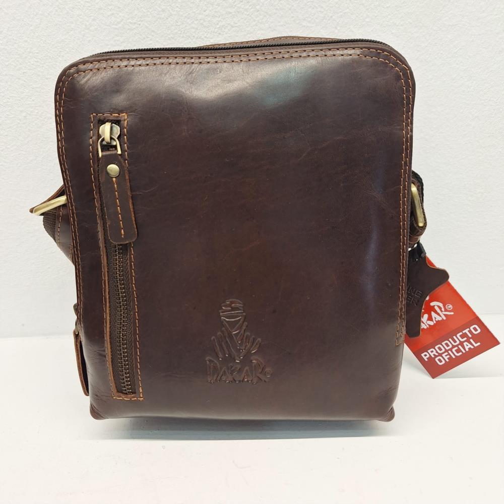 Bolso bandolera grande bolsillo vertical Dakar marrón