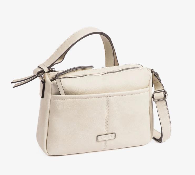 Bolso bandolera 2 cremalleras clasico New classic beige