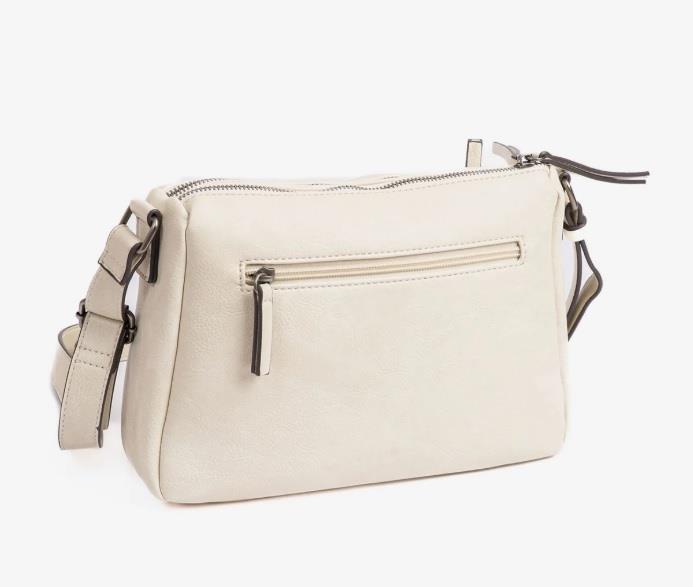 Bolso bandolera 2 cremalleras clasico New classic beige trasera