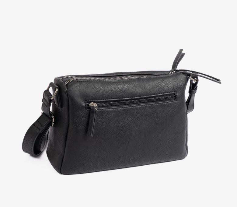 Bolso bandolera 2 cremalleras clasico New Classic negro trasera