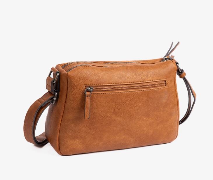 Bolso bandolera 2 cremalleras clasico  Matties New Classic cuero trasera