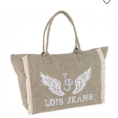 Bolsa playa loneta desgastada Lois Jeans 602001 kaki