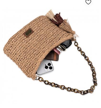 Bolso bandolera tejido natural Lois 602311 natural tumbado