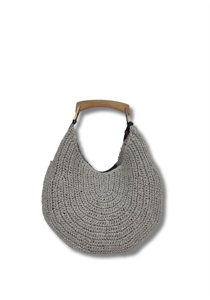 Bolso circular pajilla con asa madera Martina K 25290 cuero trasera