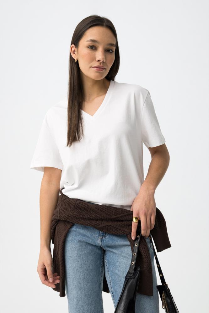 Camiseta cuellos pico Oversize Tiffosi Jinnie blanco